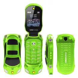 Original F15 Unlocked Flip Phone Dual Sim Mini Sport MP3 Bilmodell Blå Lantern Bluetooth Mobiltelefon 2Sim Celig för barnstudent