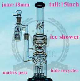 Heady Glass Bong Dab Rig 16 Triple Honeycomb perc Bongs oil rigs water pipes percolator purple bong quartz banger bowl wax Straight tube