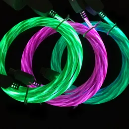 LED Glow Pływający Luminous Micro USB Typ C Cable Cable Mobile Telefon Ładowanie Kable Jasna linia danych dla telefonów Samsung LG Android