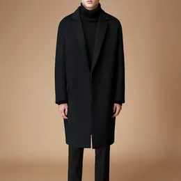 S-6XL! Men's autumn winter wool wool overcoat south Korean version of the pure color long loose coat men's trend