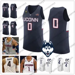 O basquete universitário usa UConn Huskies Basketball College White Navy Gray Connecticut Ed qualquer nome Número 4J Alena Dams1 C