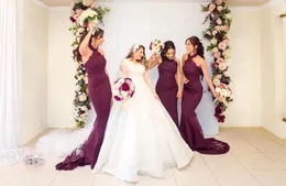Dark Purple Halter bridesmaid dresses Long 2020 Mermaid Lace Beaded Formal Elegant Evening Dress Prom Party Wedding Guest Dress Br225z