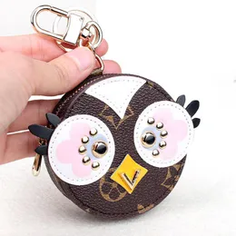 Söt uggla kycklingkristalltecknad anime myntväskan nyckelchain hänge pu läder plånbok nyckel kedja för kvinnor väska charm337s