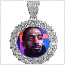 Custom po round pendant necklaces for men women hip hop designer bling diamond picture pendants friend family jewelry love gift278z