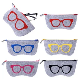 O feltro de lã Zipper Sunglasses Bag Eye Glasses Box SunglassesPouch armazenamento caso Protector Bag feltro forma Eyewear Acessórios