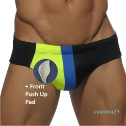 Grossist-new badkläder push up pad män sexiga mens simma briefs låga midja badbyxor baddräkt gay mens baddräkt simma shorts