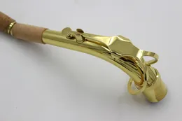 Ny mässing Goldlack Yta Eb Alto Saxofon Bend Neck Musical Instrument Tillbehör Gratis frakt saxofonkontakt