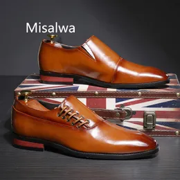 Misalwa 2019 New Formal Leather Dress Men Shoes Brown Red Black Business Suit Versatile Casual Shoes Male Classic Flat Plus Size