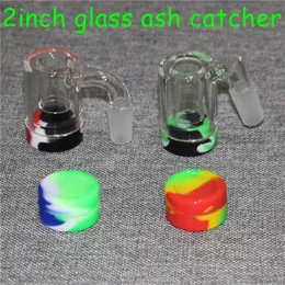 5 ml silikon kaplar ile 14mm Erkek Cam Kül Catcher Duman boruları için düz silikon bong su bongs petrol kulesi Sigara