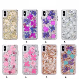 Karat Petals Transparent Case för iPhone X XS Max 6 7 8 Plus Hybrid Ditsy Flowers Telefon Fodral för Samsung Note8 S9