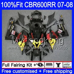 Einspritzung für HONDA CBR600 RR 07 08 CBR 600F5 600 RR F5 07 08 283HM.38 CBR600F5 CBR 600RR CBR600RR 2007 2008 Verkleidung Schwarz Gelb Rot Kits