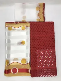 2.5y Top Sprzedaż Czerwona Afryki Bawełniana tkanina i 2.5y + 2yards Gładka Korea Szyfonowa Silk Koronki Materiał Dress LG12-3