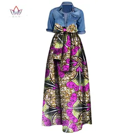 2019 Woman Long Maxi Women African Dashiki for Women Bazin Riche Robe Longue Femme Plus Size Skirt Natural WY1036