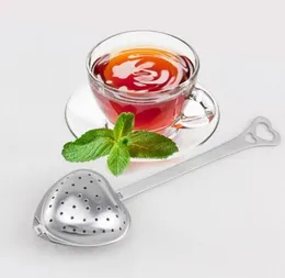 Rostfritt stål Hjärtform Tea Infuser 200pcs / Lot Spoon Strainer Steeper Fashion Handle Dusch Te Filter Gratis frakt