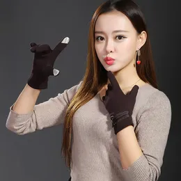 Fashion-Women Bowknot Winter Warm Gloves Mittens Winter Gloves Women Driving Guantes Mujer Luvas De Inverno