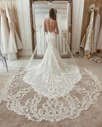 2020 Jedna warstwa Zroszony 3M Long Cathedral Weils Veils Aplikacja Soft Tulle Welon Bridal Wedding Akcesoria z grzebieniem