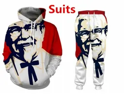 Neue Herren/Damen KFC Colonel Lustige 3D-Druck Mode Trainingsanzüge Rundhalsausschnitt Hip Hop Sweatshirt und Hosen 2 Stück Set Hoodies2