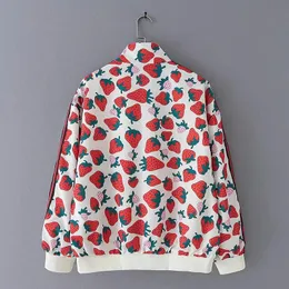 Hurtownia-żeński Spring-Autumn Chaqueta Mujer 2019 Kobiety Cute Owoce Print Jacket Sweet Girl Strawberry Print Kawaii Długi Rękaw