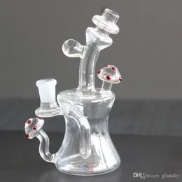 Mushroom Mini Bubbler Colorful Glass Ash Catcher Hookahs Inline Percolator Water Pipe Oil Rig Bong Aber Color Ring Base with 14 female