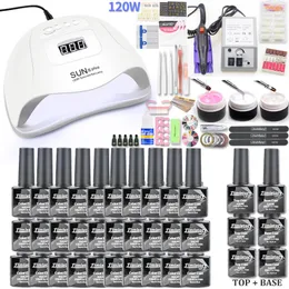 Manicure Nail Set 30PCS gel Nail Polish Set Kit 120W UV LAMP Electric Drill Art Manicure Sets Extension Kit