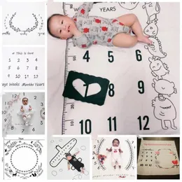 Fotografi Bakgrund Prop Baby Foto Blankets Toddle Milestone Blankets Letter Flower Print Blanket Nyfödd Wrap Swaddling 30Style azyq6834