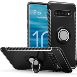 Duty Robust Slitstark Metal Ring Bracket Magnetisk Hållare Stocktäker Anti-Scratch Protective Kickstand Case för Samsung Galaxy S10 / S10 Plus