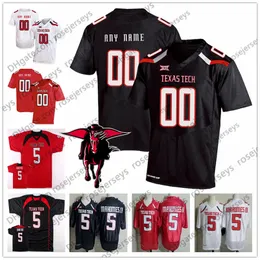 Custom Texas Tech TTU 2019 College Football Valfritt namn Antal Svart Röd Vit 10 Alan Bowman Mahomes Mayfield Welker Herr Ungdom Barntröja