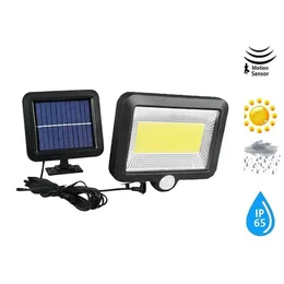 100/56/30 LED Solar Powered Wall Light PIR Motion Sensor Street Outdoor IP65 Waterproof Pathway Garden Fence Lamp With 3Modes split mount in