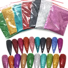 50g / pack holografisk glitterpulver lysande sockerspik glitter varm försäljning dammkrompulver för nagelkonstdekorationer 26 färg