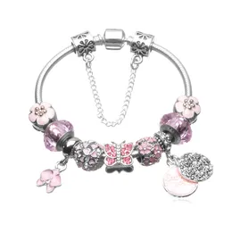 Großhandels-Rosa Glasperlen-Armband-Valentinstag-Geschenk-Armband passend für Pandora-Art-Schmuck