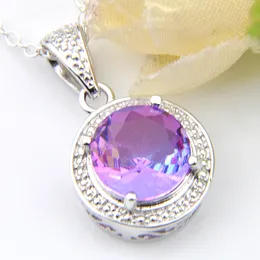 Luckyshine Fashion Pendant Bi colored Tourmaline Gems Vintage 925 Silver Women Pendant Necklace 10*10 mm With Chain Free shipping