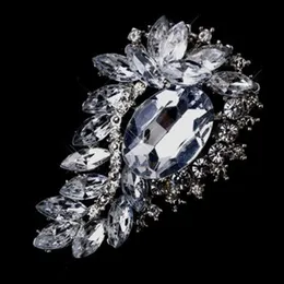 3.15" Vintage Style Clear Rhinestone Diamante Marquise Crystal and Glass Wedding Bouquet Brooch