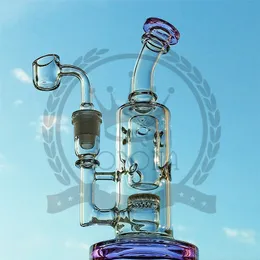 Corona Glass Bong Rig platforma olejna Rury wodne Bongs 14 mm mocny bieg miski kwarcowy banger rura fioletowa perkolator perc dabber miski