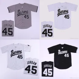 رجال برمنغهام بارونز مايكل 45# قمصان زر أسفل فيلم البيسبول جيرسي الاسم المزدوج ورقم السمان العالي