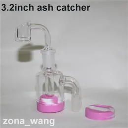 hookahs Mini Glass Ash Catcher quartz banger nail 14mmm-14mm 18mm-18mm for glasss bong oil rig ashcatchers with silicone base