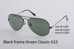 Großhandel-Pilot Sonnenbrillen für Männer Frauen Mode Marke Designer Sonnenbrille Metallrahmen Glas Linse UV400 Ausgezeichnete Qualität Sonnenbrille 58mm