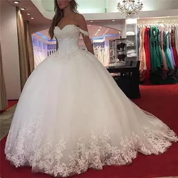Off Shoulder Lace Ball Gown Wedding Dresses Vintage Sweetheart Bridal Wedding Gown High Quaity Factory Custom Made Vestido De Novia