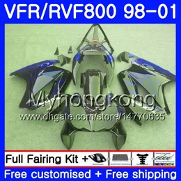 Body For HONDA Interceptor VFR800R VFR800 1998 1999 2000 2001 259HM.33 VFR 800RR Blue flames hot VFR 800 RR VFR800RR 98 99 00 01 Fairing kit