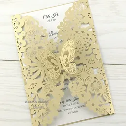 Gorgeous Vertical Laser Cut Butterfly Invitations Cards Kits for Wedding Bridal Shower Birthday And Sweet 16
