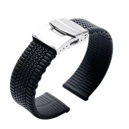 20/22/24mm Black Color Rubber Watch Band Silicone Wrist Strap Outdoor Diver Sport Military Replacement Bracelet Wristband Spring Bars