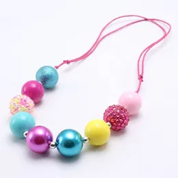 Mode Chunky Baby Bubblegum Beaded Halsband Justerbart Handgjorda Rope Halsband För Girls Toy Kids Smycken Gift