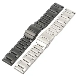 22/24/26mm Nero/Argento Solid Link Orologi in acciaio inossidabile Cinturino di ricambio Cinturino lucido Bracciale Straighe Ends Accessori per orologi