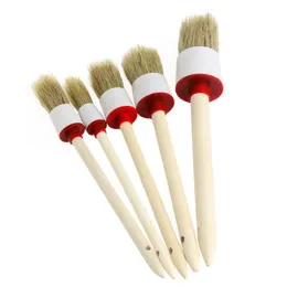 New Arrival Car Cleaning Tools 5Pcs Soft Car Detailing Brushes for Cleaning Dash Trim Seats Wheels Wood Handle2878