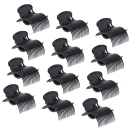 12pcs/lot Plastic Hot Roller Super Clips Hair Curler Claw Clamps For Women White Black Color Hair Accessories