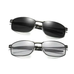 Okulary przeciwsłoneczne spolaryzowane luksusowe fotochromiczne mężczyźni nowe mody okulary przeciwsłoneczne z akcesoriami Mężczyzna jazdy Podróżowanie ze stopu Ramki odcienie 395