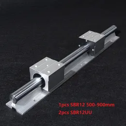 1pcs SBR12 500mm / 600mm / 700mm / 800mm / 900mm Support Rail Linear Guide + 2PCS SBR12UU Linjära lagerblock för CNC-router