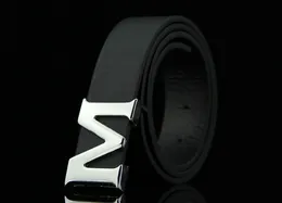 2019 new trend designer business smooth buckle belt men and women imitation leather belt Korean version of the letter buckle