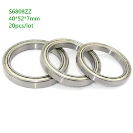 20pcs ABEC-3 S6808 ZZ 40*52*7 mm stainless steel 440C thin wall deep groove ball bearing 6808 -2Z 40X52x7mm
