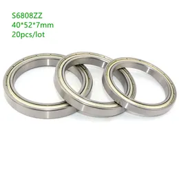 20 adet ABEC-3 S6808 ZZ 40 * 52 * 7mm paslanmaz çelik 440C ince duvar bilyalı rulman 6808 -2Z 40X52x7mm