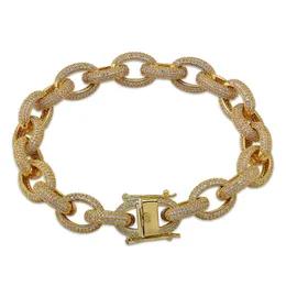 Hotsale Hip Hop Iced Out Bling CZ Men Bracelet Fashion 7inch 8inch Link Bracelets Male Hiphop Jewelry Gifts